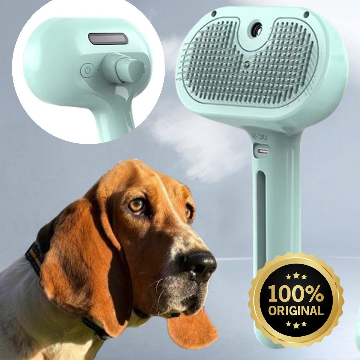 Cepillo Autolimpiante a Vapor para Mascotas