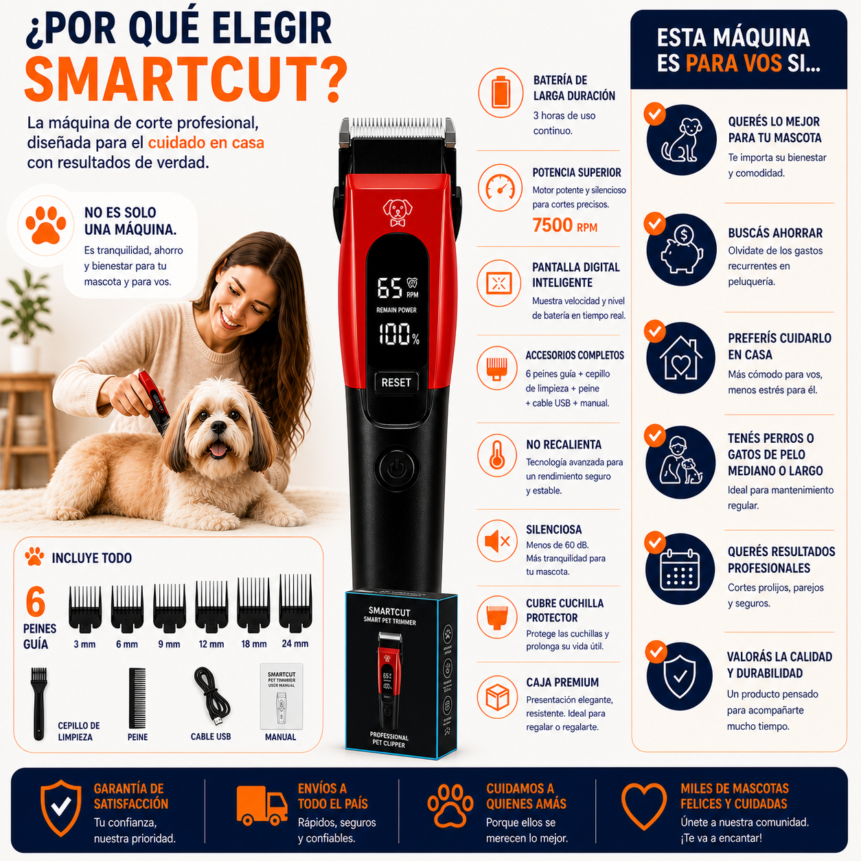Máquina de cortar el pelo para mascotas SmartCut: Práctica, potente y pensada para usar en casa