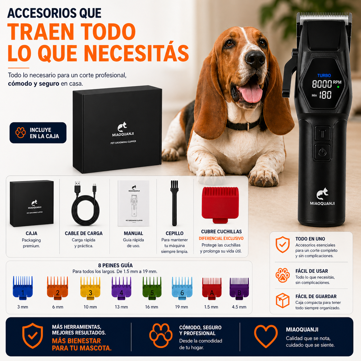 Máquina de cortar el pelo Miaoquanji: corte profesional para mascotas en casa