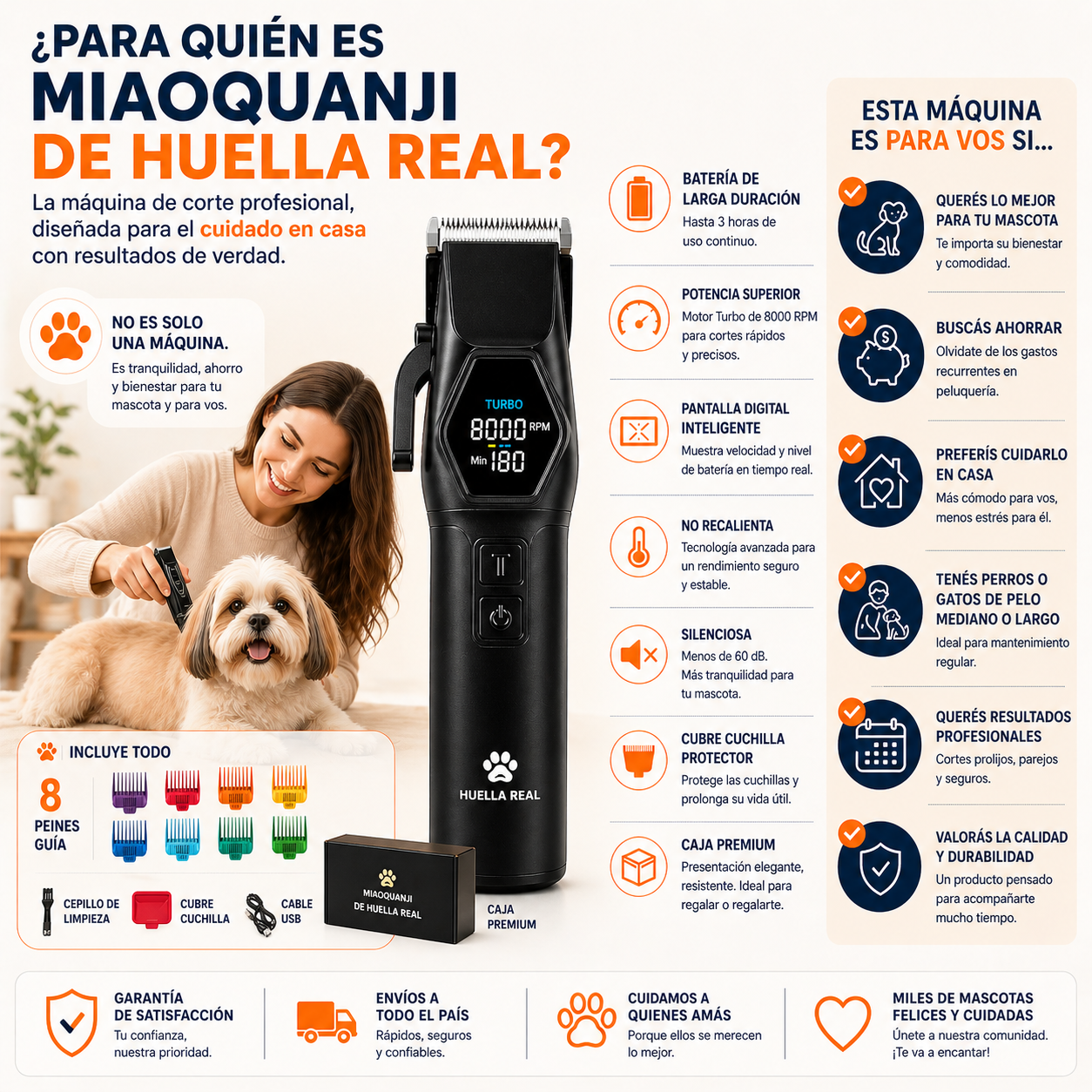 Máquina de cortar el pelo Miaoquanji: corte profesional para mascotas en casa