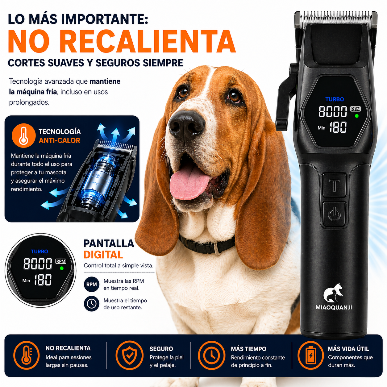 Máquina de cortar el pelo Miaoquanji: corte profesional para mascotas en casa