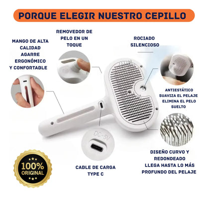 Cepillo Autolimpiante a Vapor para Mascotas AquaPaws