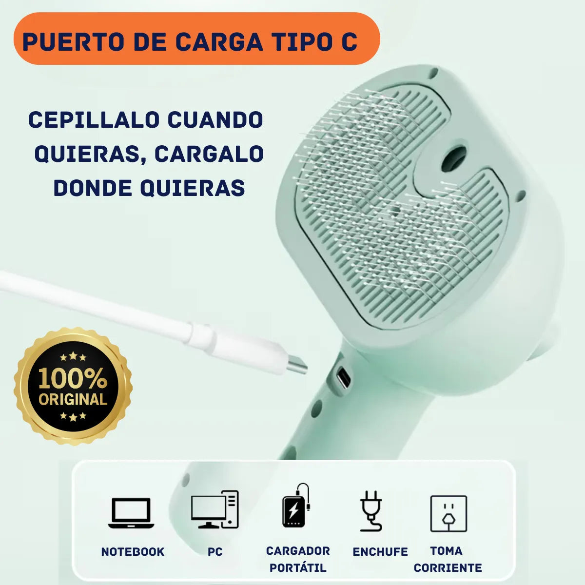 Cepillo Autolimpiante a Vapor para Mascotas AquaPaws